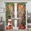 2 Pieces, Christmas Tree Wooden Door Snowman Curtains -30% Blackout - Suitable for Living Room, Bedroom, Kitchen, Home Decoratio