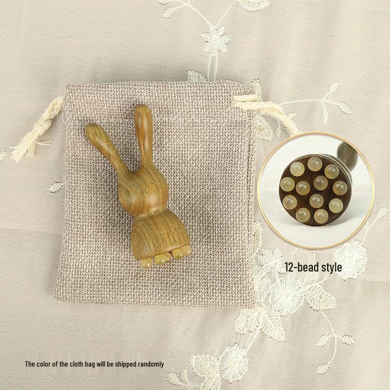 Natürlicher Grüner Sandelholz Kaninchenauge Massager & Lotus Samen Gesicht Akupunkturpunkt Stick