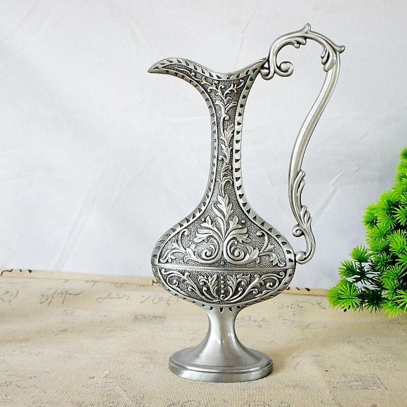 European Vintage Home Decoration Metal Vase Retro Art Craft Wedding Decor Tabletop Ornaments Flower Vases Antique Classic