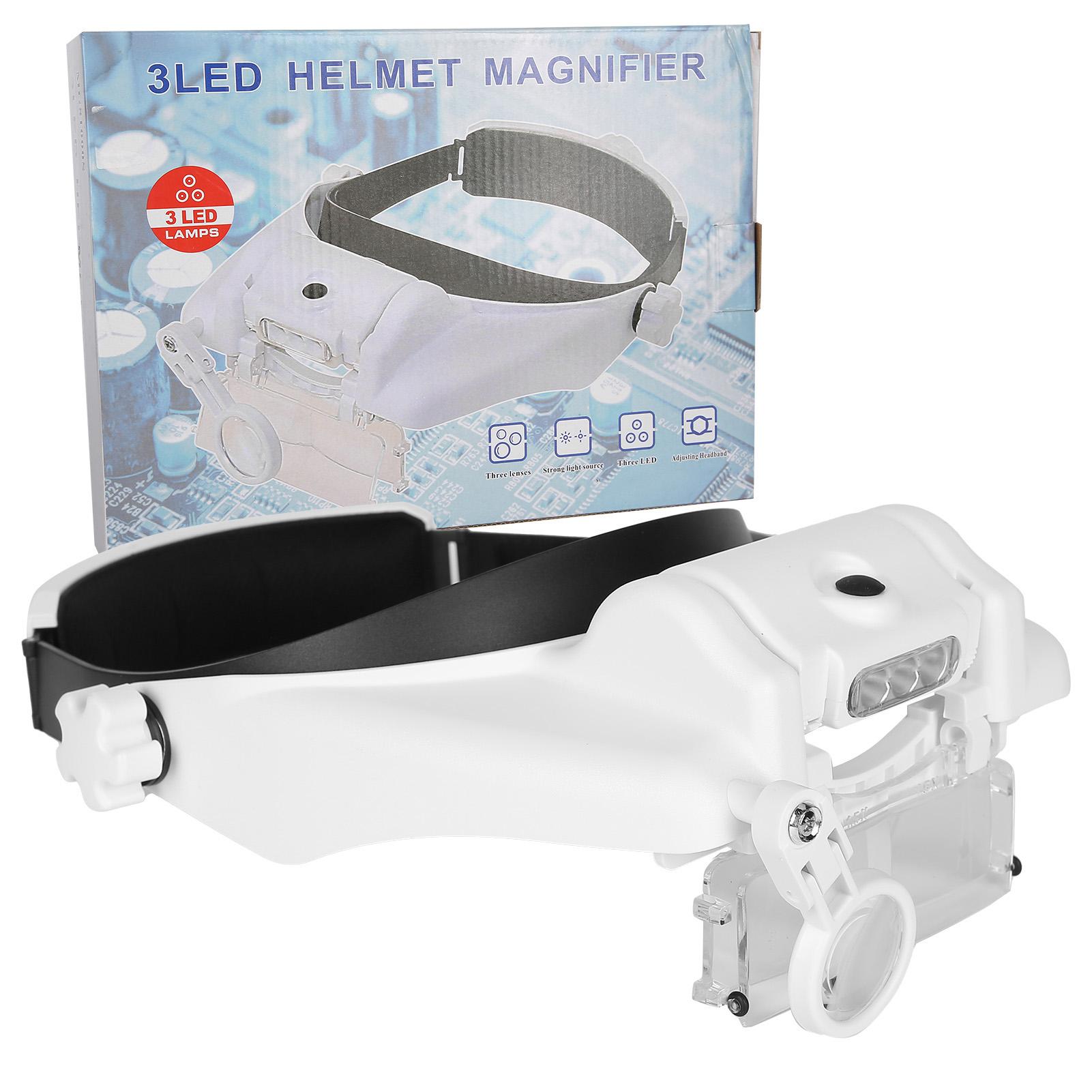 

LED Helmet Magnifier Tattoo Beauty Adjustable Headband Magnifying Glass Head Loupe
