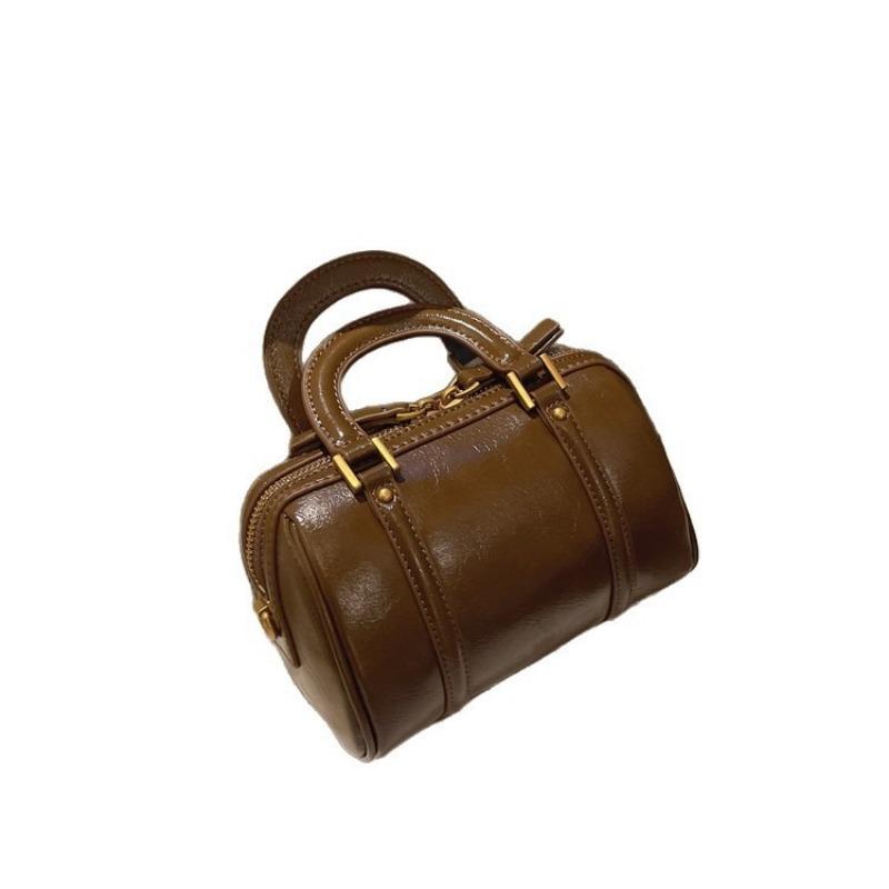 Hand-held Boston Bag, Small Square Bag, Retro and Fashionable Single-shoulder Crossbody Bag