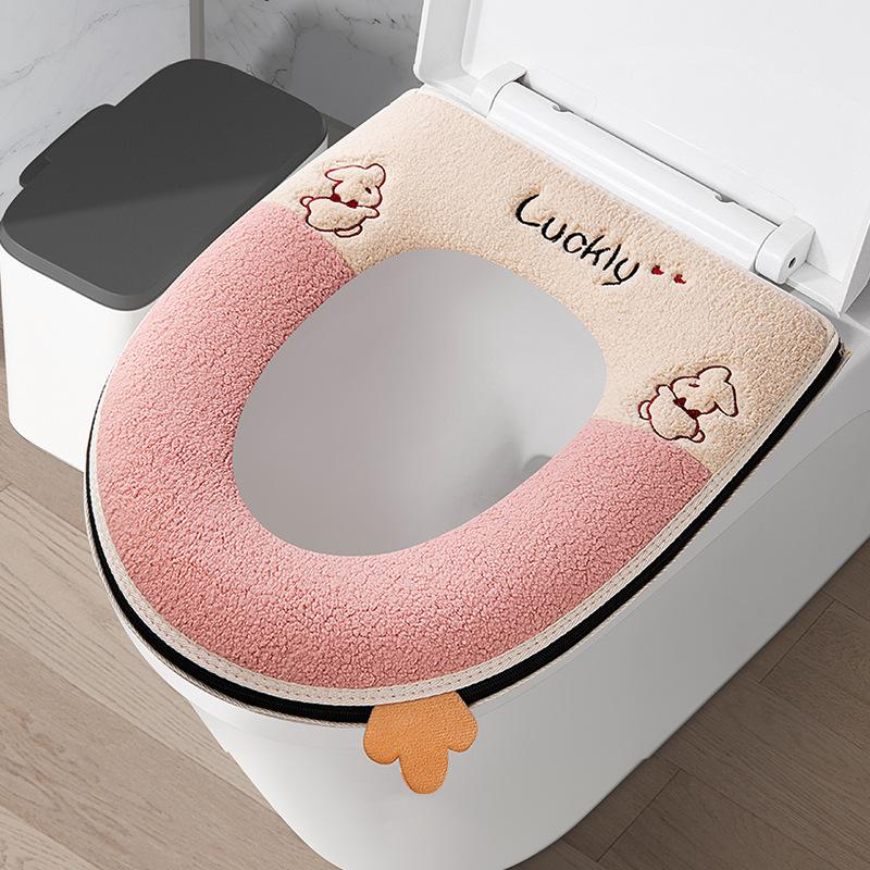 Thick Zipper Style Toilet Seat Cushion for Autumn and Winter