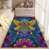Vibrant bee surrounded by flowers carpet Yoga living room room decor children's crawling mat doormat area rug games mat