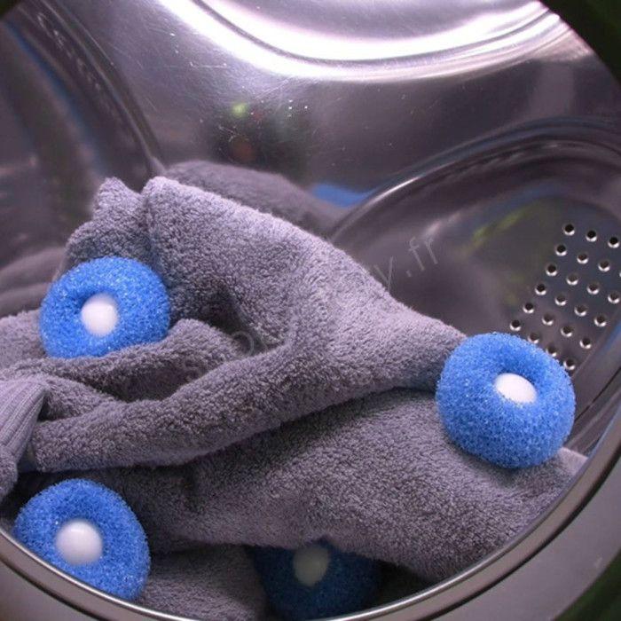 Balles de Lavage Écologiques - WASHBALL - Pack de 4 - Réduction de Lessive - Élimination des Peluches - Durable