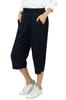 Bimba Women's Rayon Capri Culottes with Back Elastic Casual Summer Pants With Pockets Black -