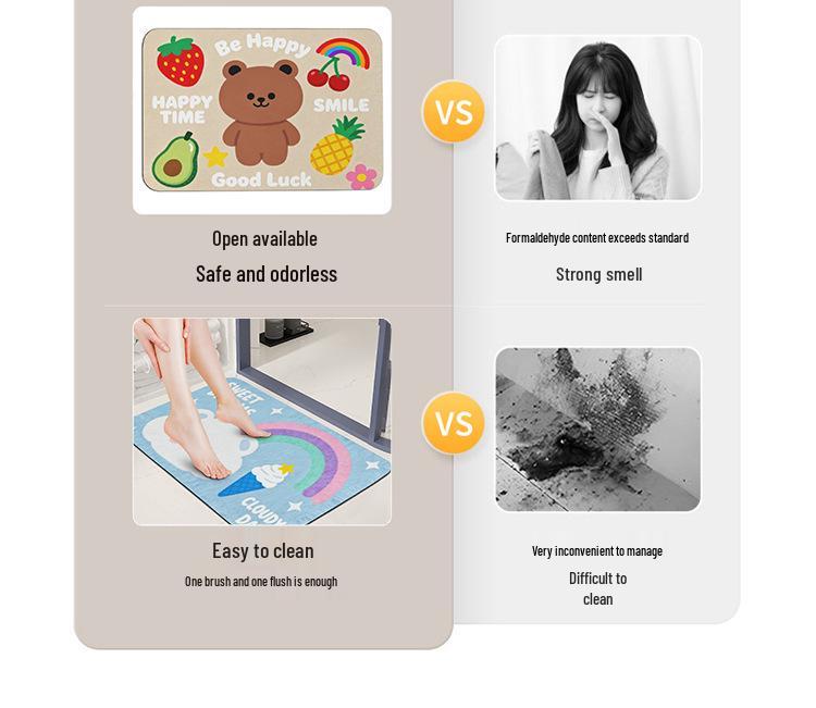 Diatomaceous Earth Cartoon Girl Absorbent Non-Slip Door Mat