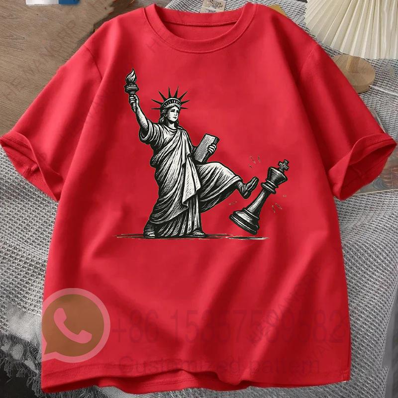 No Kings T Shirt Statue of Liberty Mens Tracksuit Cotton Casual Sportswear ONeck Pullover Short Sleeve Tops Summer Streetwear