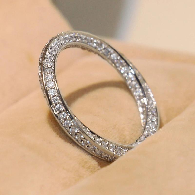 Trendy Twist Promise Rings 925 Sterling Silver Full with Cubic Zirconia Sparkling Wedding Band Accessories Hot Fashion Jewelry