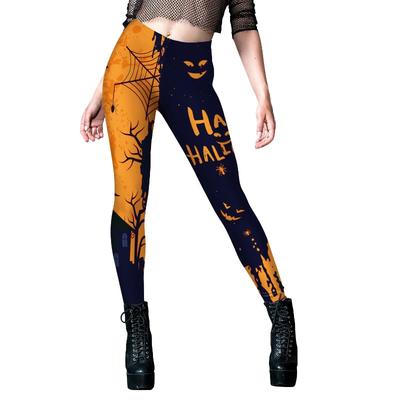 New Women's Clothing Halloween Carnival Night Dark Style Pattern Print Tight Fitness Leggings Women