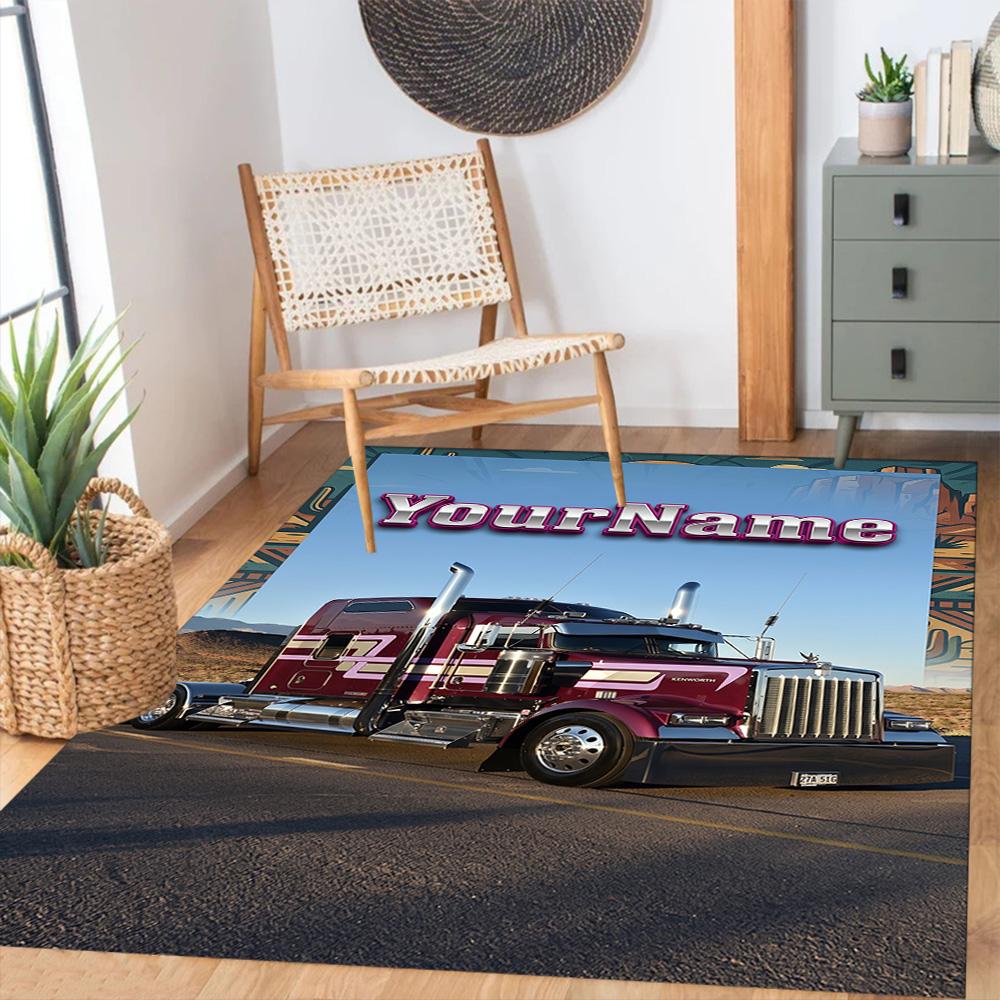 Kw Heavy Trucks Personalized Name Floor Rug Office Rug Suitable for Living Rooms Foyer Outdoor Hallway Anti-slip Rug Anime Office Decor
