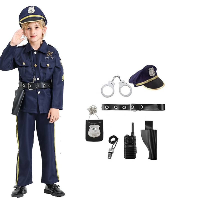 Police Halloween Children Costumes Set Party Show Cosplay Decorations Festival