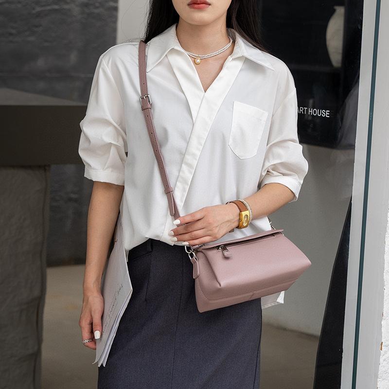 First layer cowhide shoulder bag retro classic simple fashion shell bag going out versatile messenger bag handbag