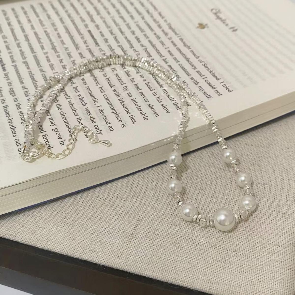 Elegant High-End Pearl Silver Choker Necklace for Women