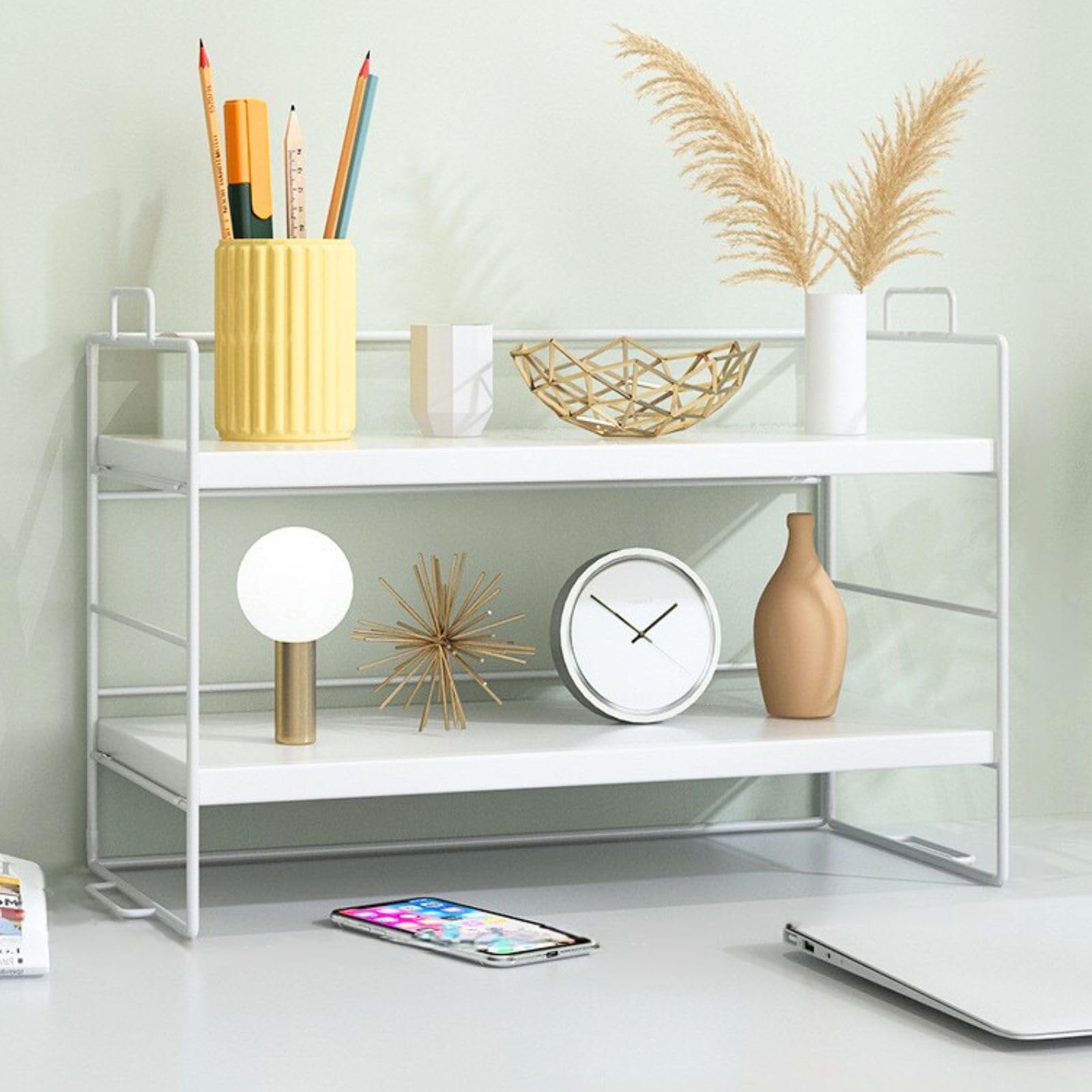 Storage 37cm wide x deep x 24cm with Scandinavian for and small items shelfrack 165cm high 1-tier2-tier tray tabletopdesktop wooden style белый 6100₽