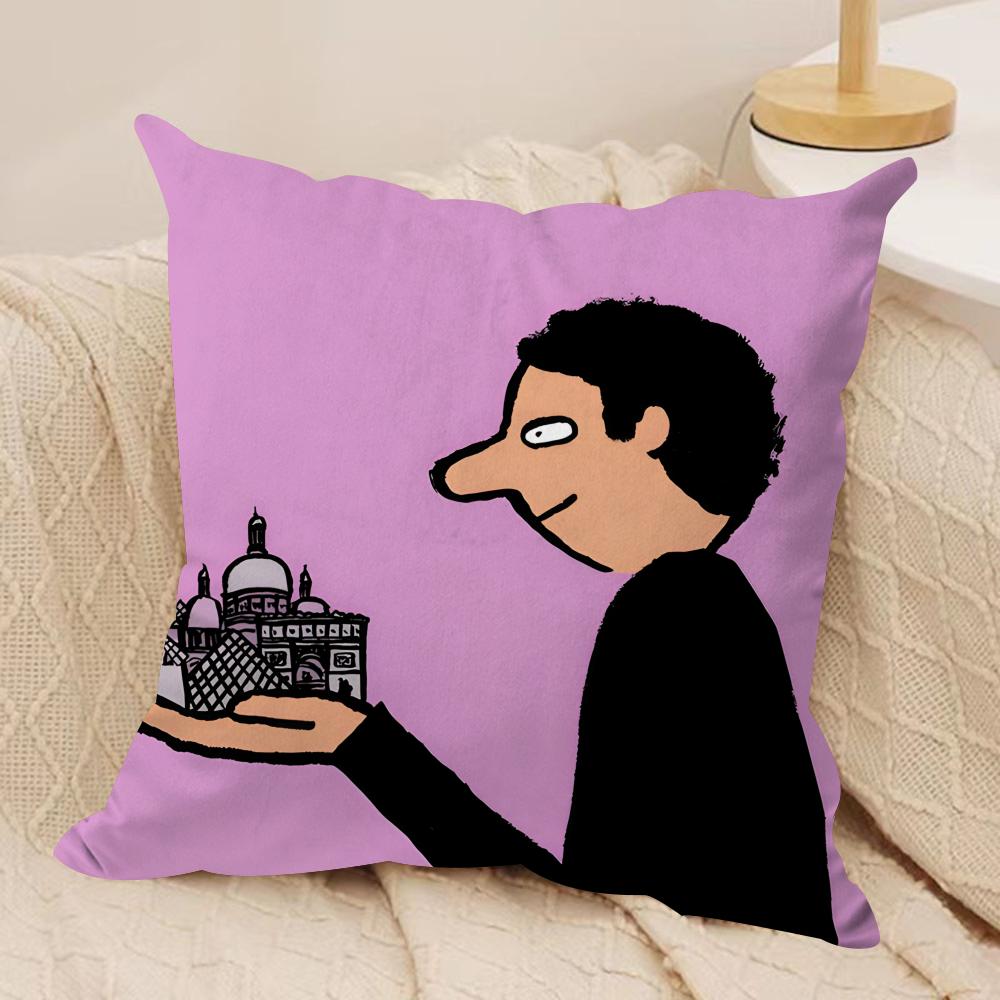Aesthetic Art J-Jean-Jullien Cushion Cover Silky Short Plush Invisible Zipper Dustproof Sofa Pillow Case For Home Decor