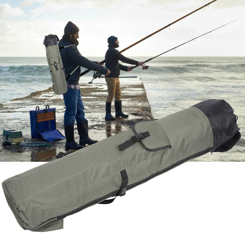 Large Capacity Nylon Fishing Rod Bag Fish Stick Reel Case Carrier Holder Storage Tackle Pouch Accessory(greenblack )