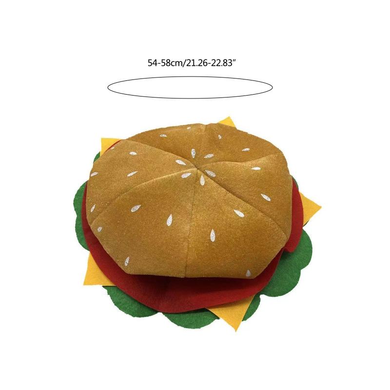 Unique Headgear Cartoon Unique Cheeseburgers Shaped Headgear Fast Food Hamburger Caps Photo Prop for Carnivals Cosplay