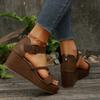 Fashion Summer Fashion Braided Roman Style Sandals for Women New Open Toe Wedge Heel Thick Bottom Women's Versatile Cover Heel Sandals