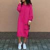 Big Size Autumn Winter Fashion Solid Sweatshirt Dress For Women O Neck Long Sleeve Casual Loose Femme Dresses New Office Ladies Dress