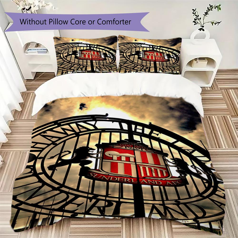 Juego de Ropa de Cama con Estampado Sunderland Funda Nórdica Funda de Almohada Decoración del Hogar Regalo de Cumpleaños (1 funda nórdica + 2 fundas de almohada sin relleno.)90
