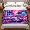 Neon Abstract Theme Soft Blanket Personalized Custom Name Text Print Warm Blanket Home Sofa Bedroom Decor