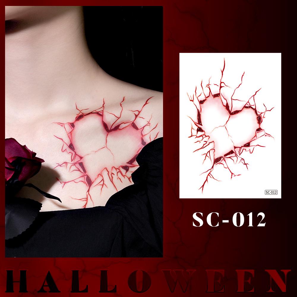 Waterproof Halloween Tattoo Stickers: Realistic Scars, Veins, and Cracks for Face and Arms