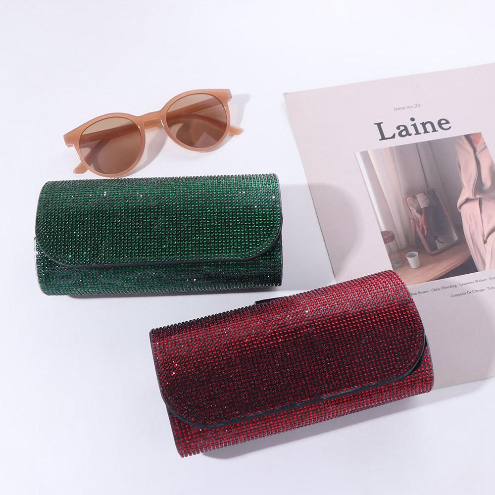 Rhinestone Sun Visor Glasses Case Bling Sunglasses Storage Box Car Eyeglasses Holder  Driving