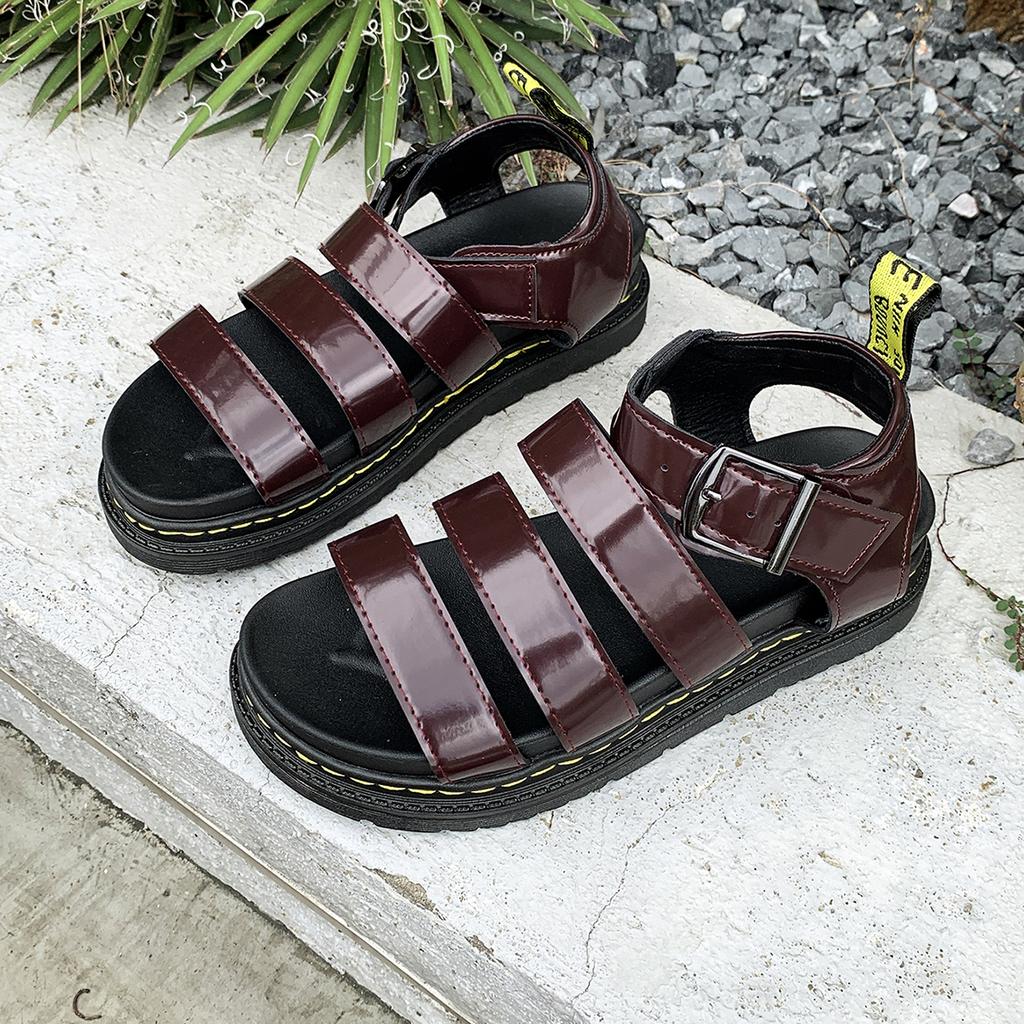 Fashion 2025 Spot Large Summer New Sandals Thick Sole One Line Casual Roman Shoes Women Cross Border Round Head Buckle Sandals