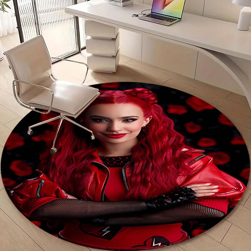 1pc Descendants The Rise of Red1 Design Printed Area Round Carpet for Bedroom Living Room Home Decor Rugs Mat Non Slip Mat Rug for Bedside