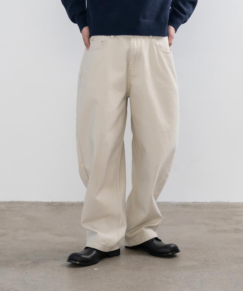 INDUST Barrel Fit Curved Wide Pants_Brown