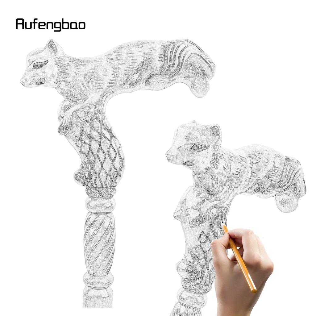 פוקס חום עץ אופנה מקל הליכה דקורטיבי ערפד Cospaly מסיבת עץ מקל הליכה ליל כל הקדושים מייס שרביט Crosier 93 ס"מ