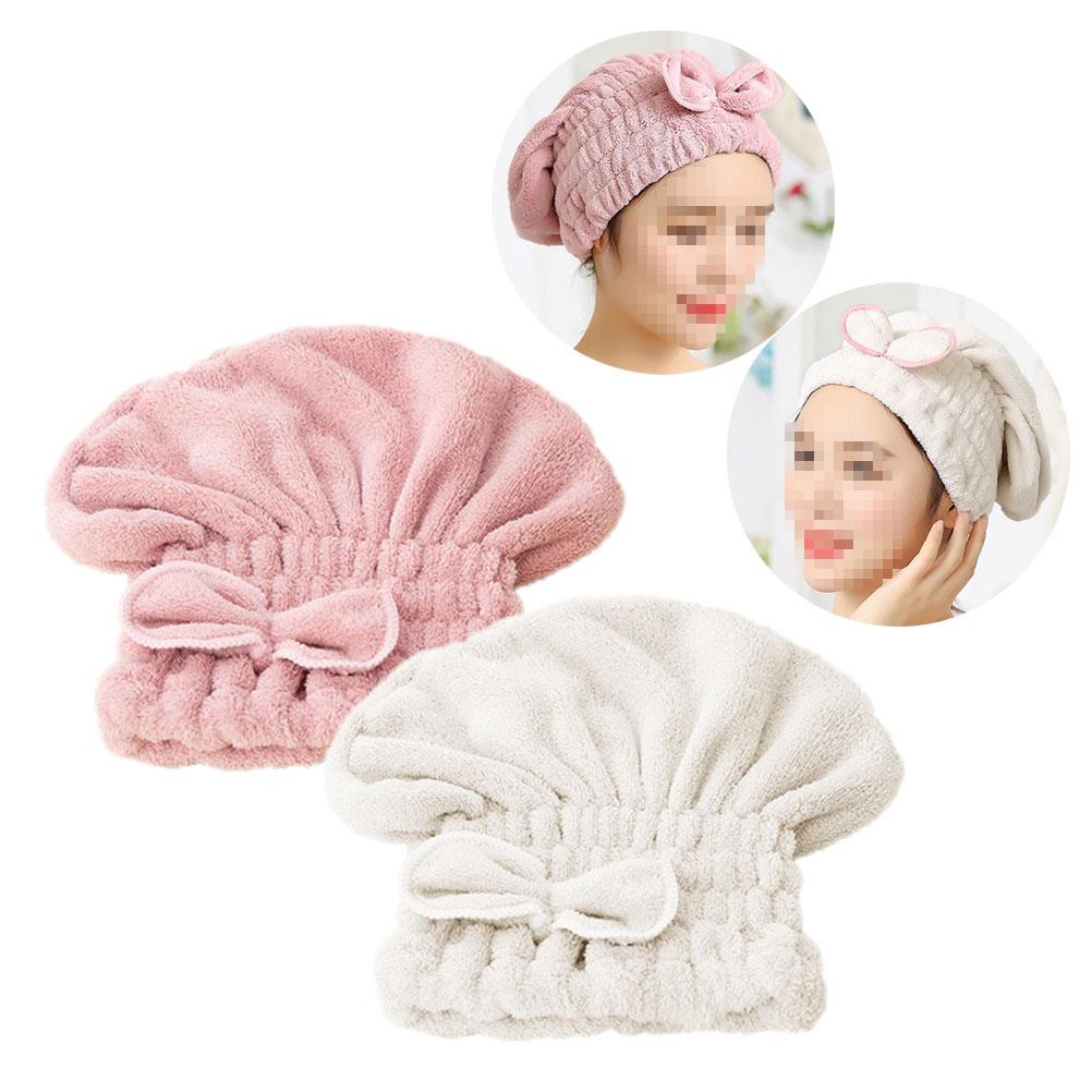 2 Pcs Coral Fleece Absorbent Hair Drying Fast Fast Drying Cap Dry Thicken Shower Women Shower Cap Microfiber Bathing