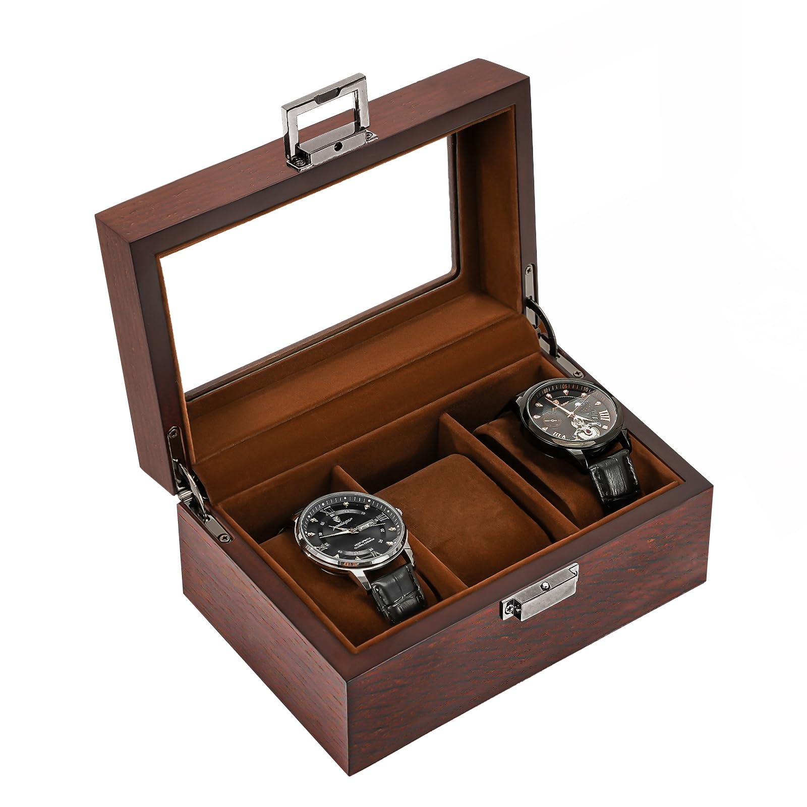 

ProCase Men s Wooden Watch Box, 3-Slot Watch Display Case with Glass Lid