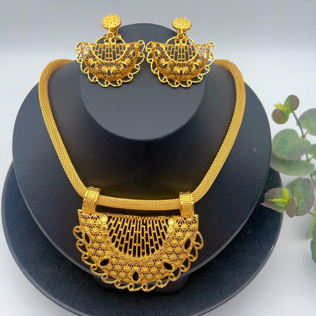 2026 Schmuckset für Damen Halskette Ohrringe Zweiteiliges Set Afrika Dubai Mode Schmuckset