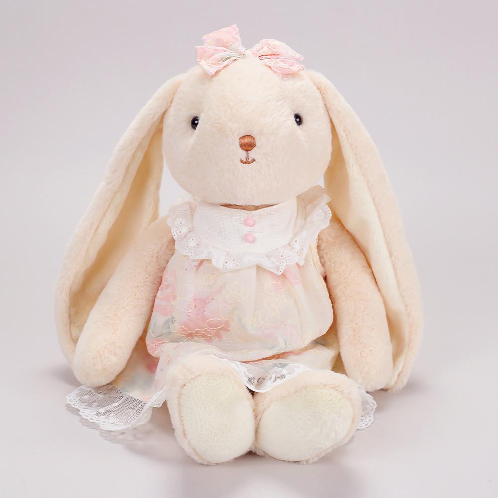 Plush Bunny Doll With Dress For Kids Safe Soft Polyester Toy Gift