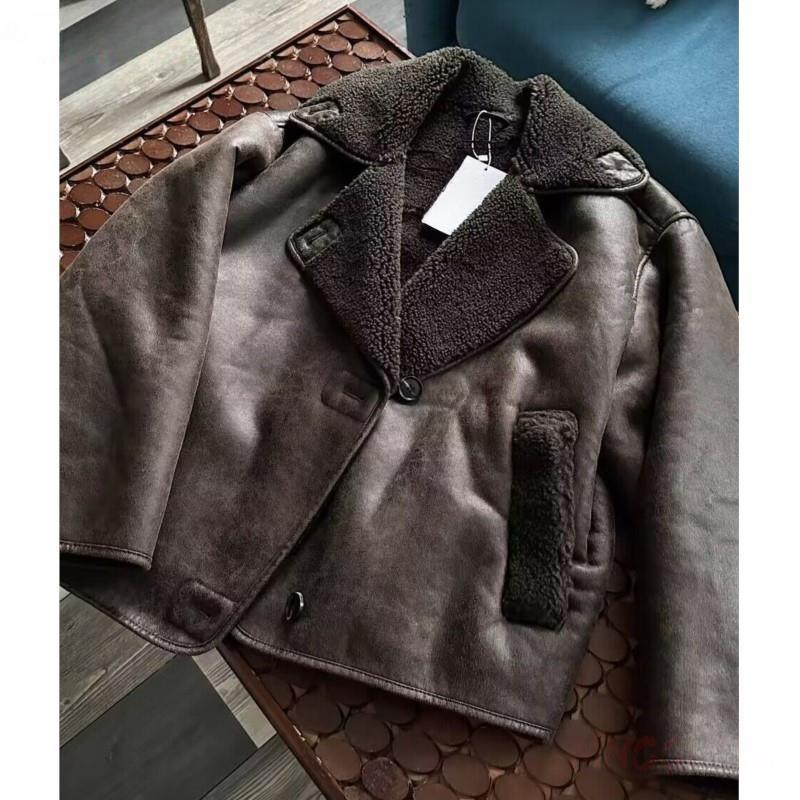 Chaqueta de invierno 2024 de alta calidad de estilo vintage para mujer, de manga larga, cálida, de forro polar sintético, informal, con bolsillos sólidos, prendas de vestir exteriores