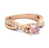 Pink CZ Crisscross Stackable Women Wedding Ring  - 925 Sterling Silver Rose Gold Vermeil