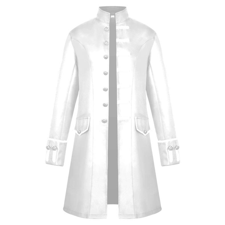 Men's Solid Color Steampunk Retro Stand Collar Coat for Halloween