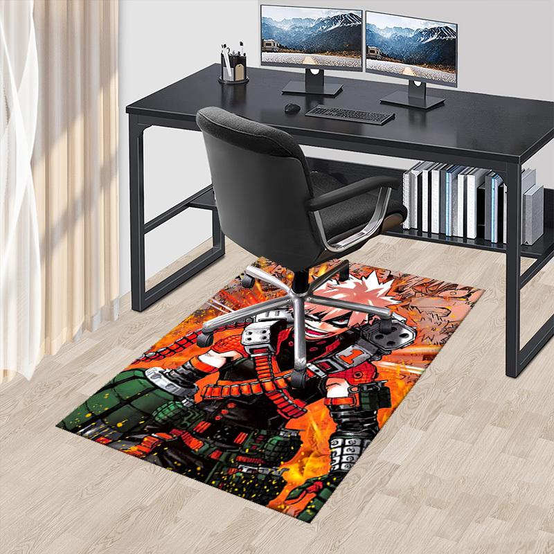 

1pc Boku no Hero Academia Bakugo Katsuki Anime Cartoon Design Office Chair Mat Non-Slip Carpet for Home Decor, Living Room, Bedroom, Game Room, Birthd 60cm by 90cm