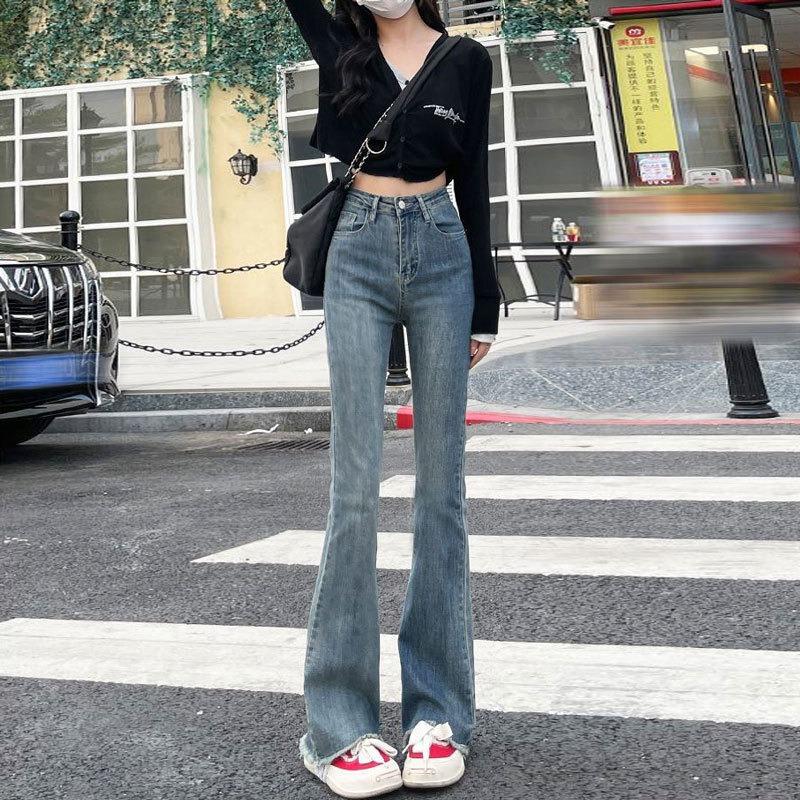 High-waisted Pants Slim Stretch Flared Retro Floor Pants