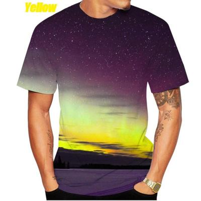 Fashion Colorful Aurora Galaxy Short Sleeve 3D Printing T-Shirt Casual Space Shirt Unisex Personalized Top
