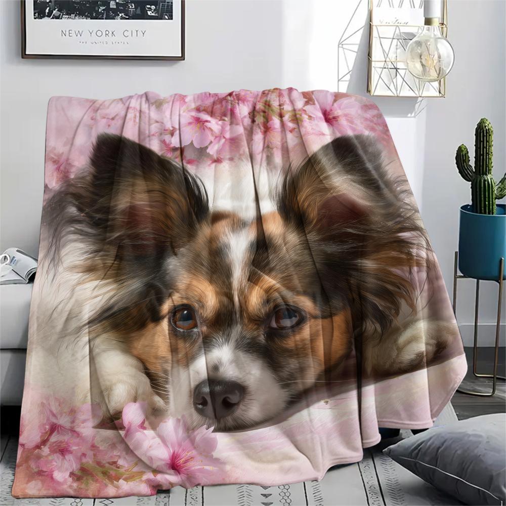 Krásná Papillon, vzorovaná flanelová deka, Vysoká kvalita, Pohodlná pro všechna roční období, Domácí dekorace, Teplo a pohodlí, Perfektní pro dárky.