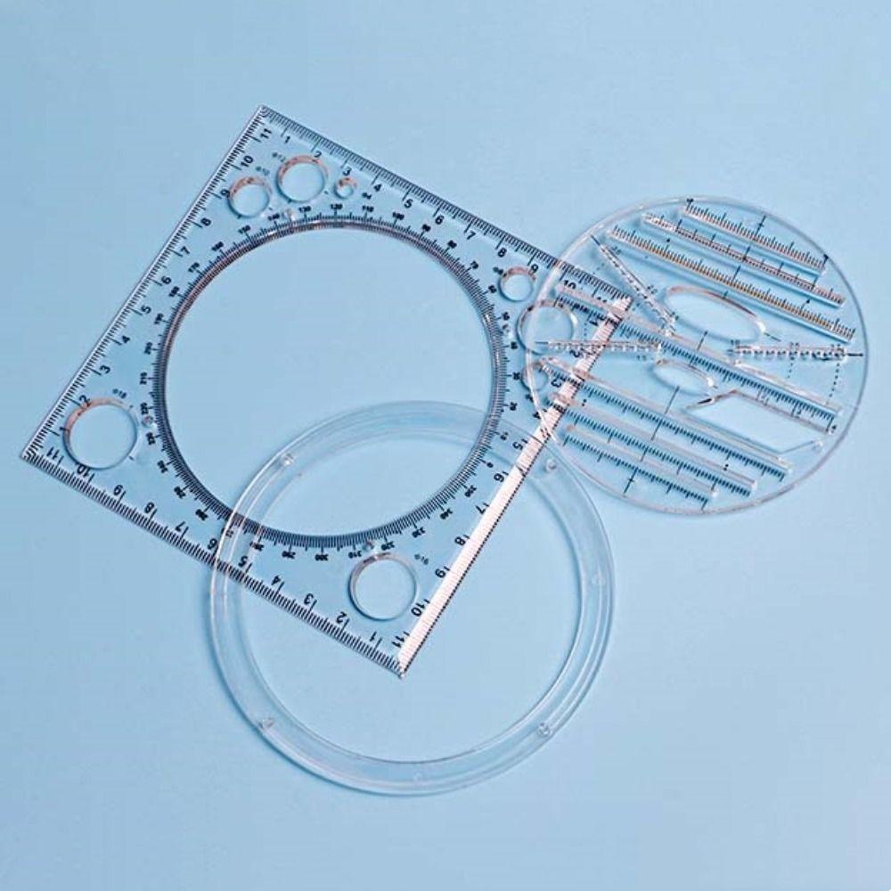 3D Scale Rotatable Ruler Protractor Circle Drafting Ruler Geometry Drawing Ruler  School Supplies