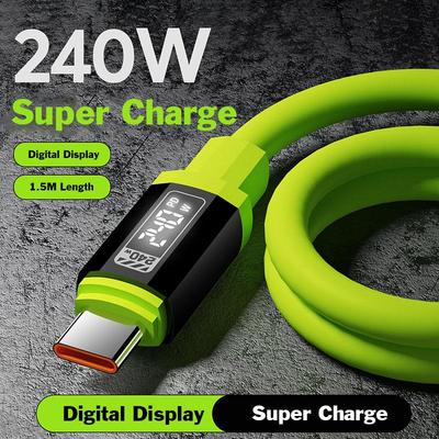 1,5 m 240 W Szybki kabel do ładowania Moc Cyfrowy wyświetlacz Typ-C do Typu C 6 A Super Ładowanie Typ-C do 8 Pin Kabel danych Do iPhone'a 16 Pro