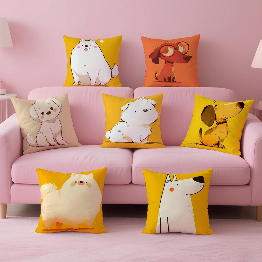 Fluffy Cute Art Adorable Puppy Cushion Cover Pillow Case Soft Skin Friendly Fabric Concealed Zipper