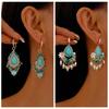 Pearl Flower Shape Bohemian Turquoise Earrings Bohemia Style Earrings Pendant  Summer Party