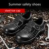 Mens Casual Breathable Steel Toe Caps Working Safety Shoes Summer Original Leather Sandals Worker Safe Boots Security Footwear