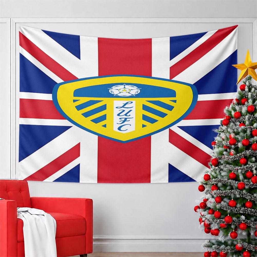 "LUFC Logo on Union Jack Background" Pattern Wall Hanging Tapestry Decorative Tapestry Home Decor for Bedroom and Living Room