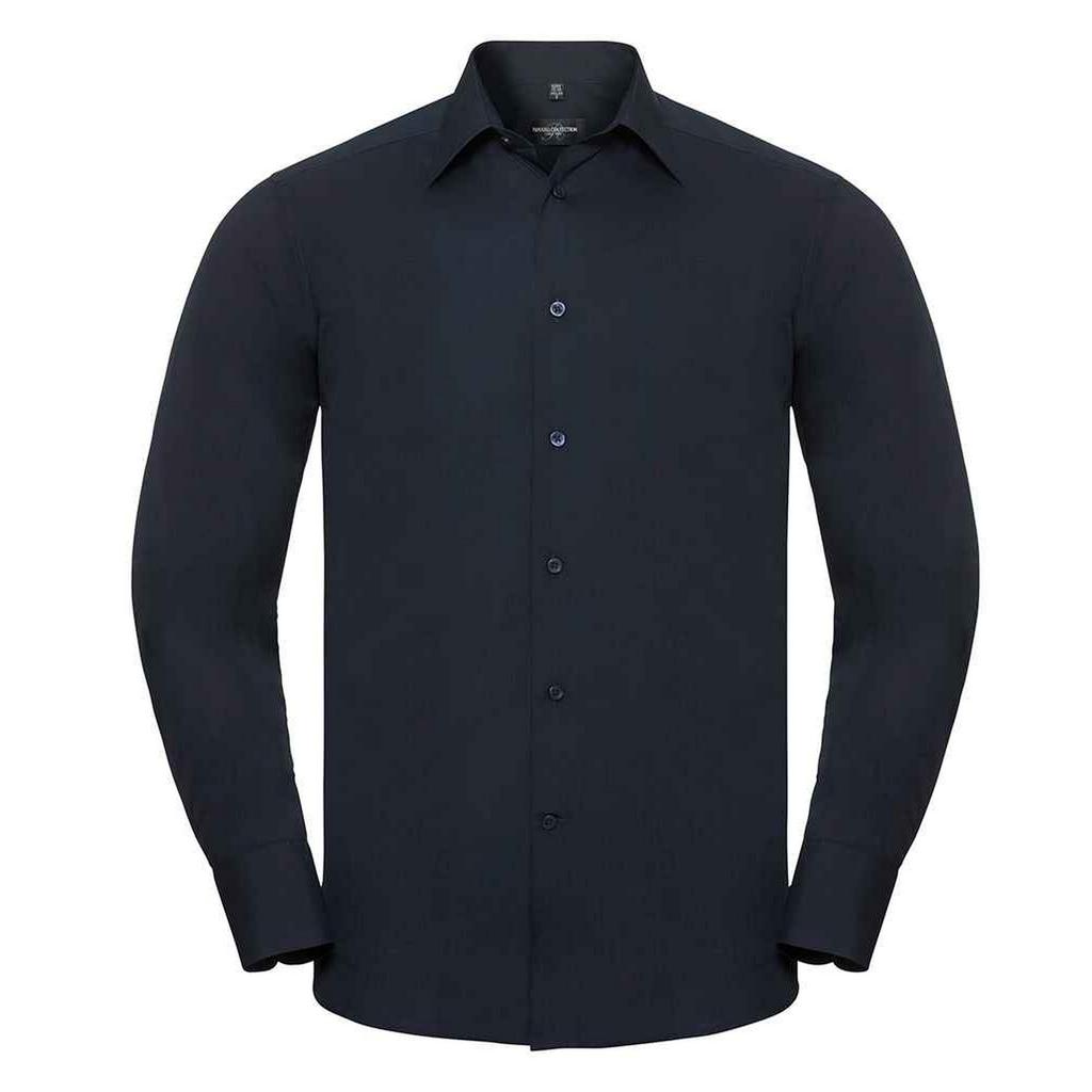 Russell Collection Mens Poplin Tailored Long-Sleeved Shirt