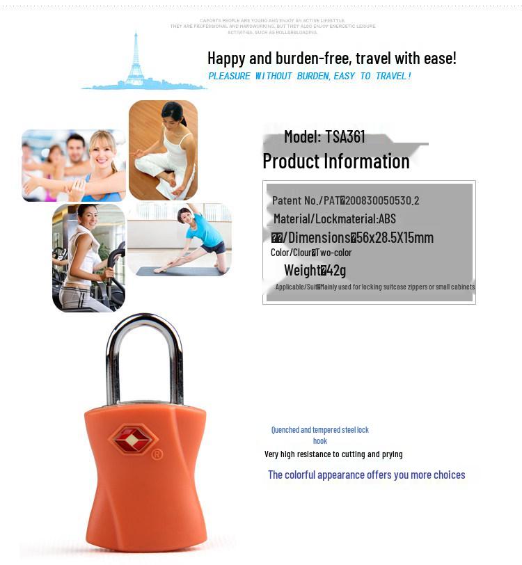 TSA Approved Backpack & Suitcase Lock - Zipper Padlock for Travel (TSA361)